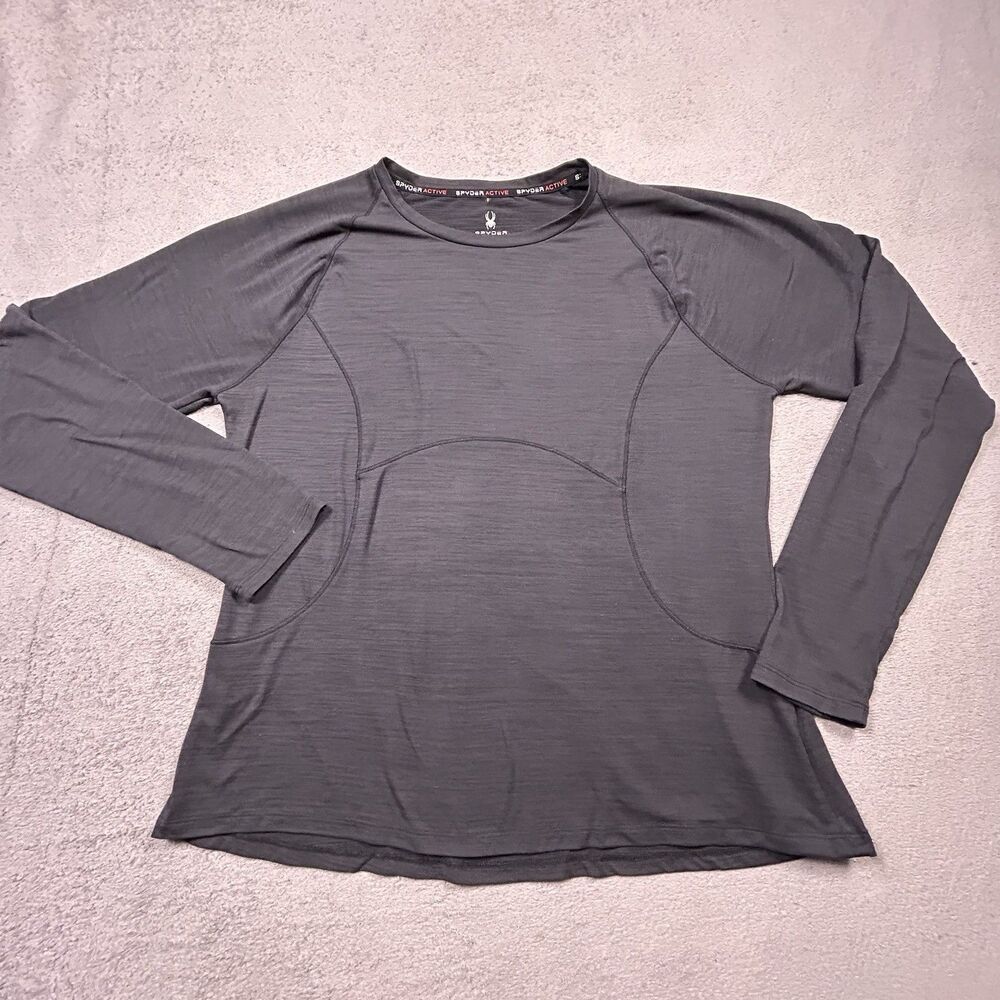 Spyder Active Womens XL Black Long Sleeve Thumb Hole Athletic Shirt